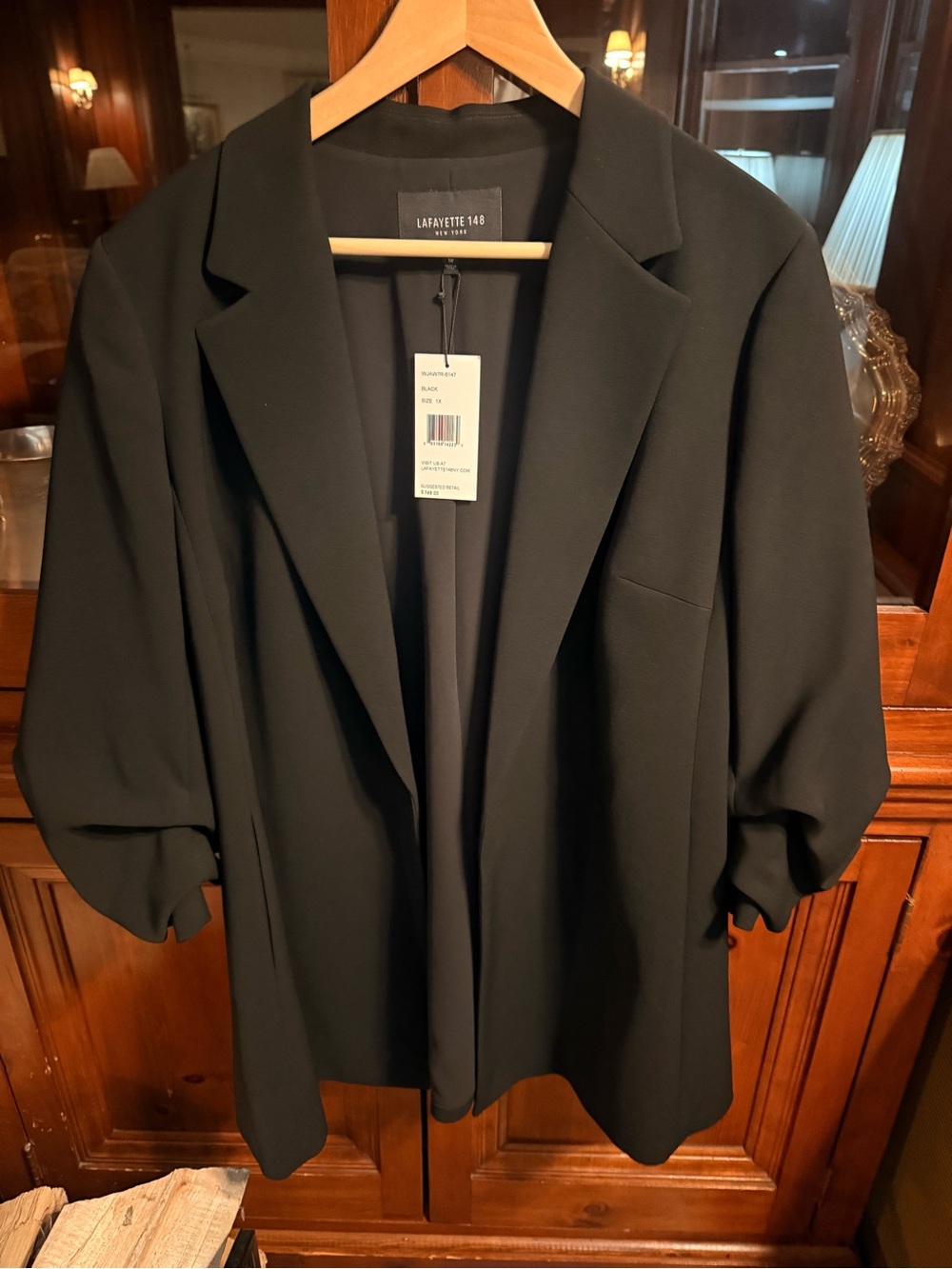 Lafayette 148 New York Black Open-Front Blazer